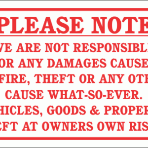 DI11 - No Responsibility Disclaimer Sign