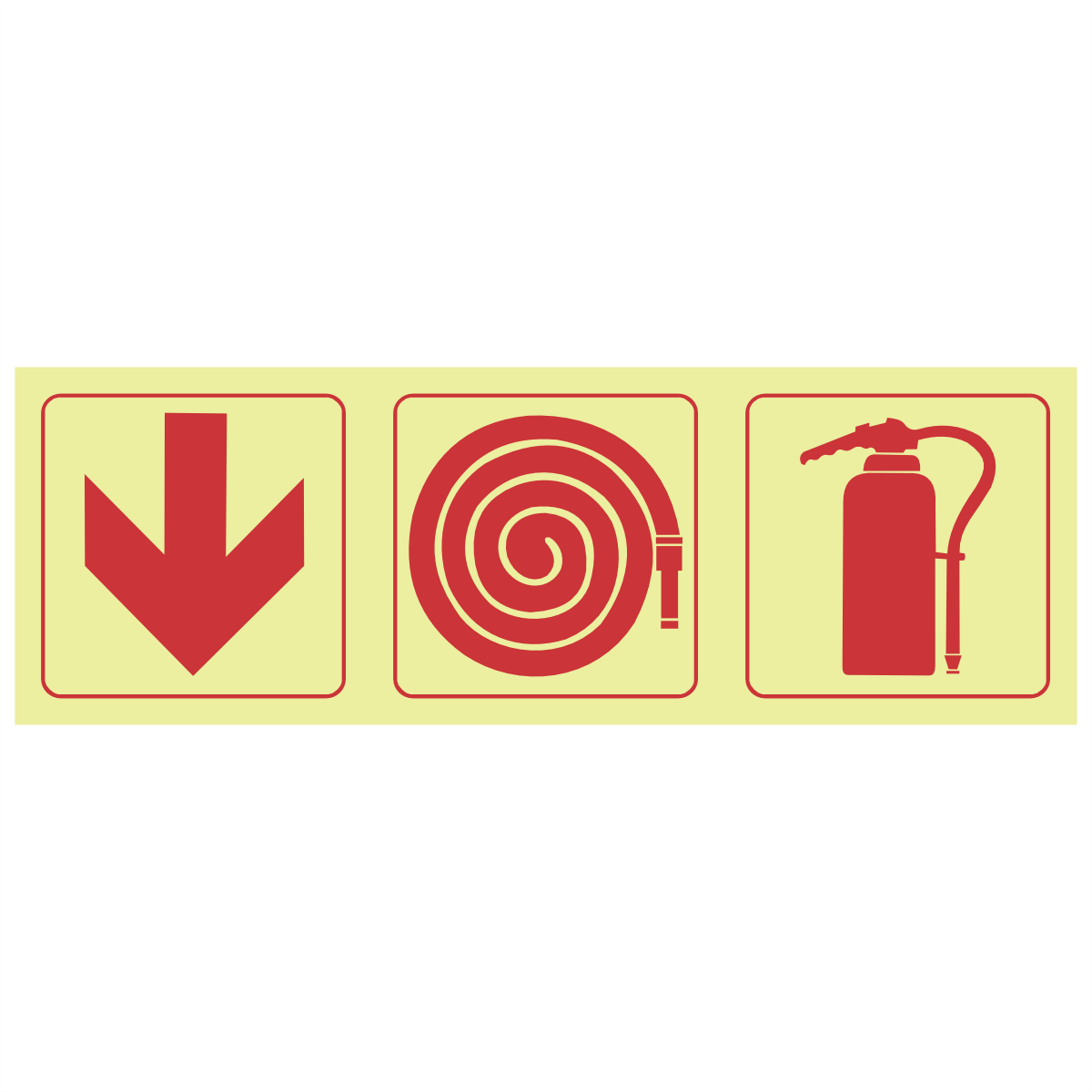 F4 - SABS Arrow Down, Fire Hose Reel, Fire Extinguisher Photoluminescent Sign