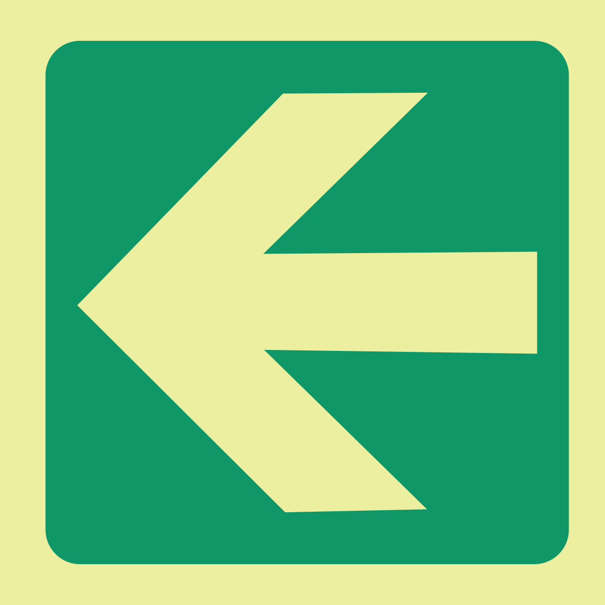 E22 - SABS Photoluminescent green arrow left safety sign
