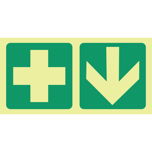 E7A First aid arrow down 190x380mm