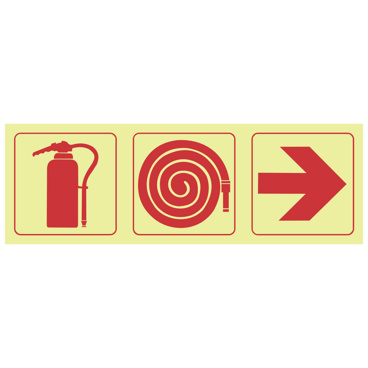 F6 - SABS Fire extinguisher, fire hose reel, arrow right photoluminescent safety sign