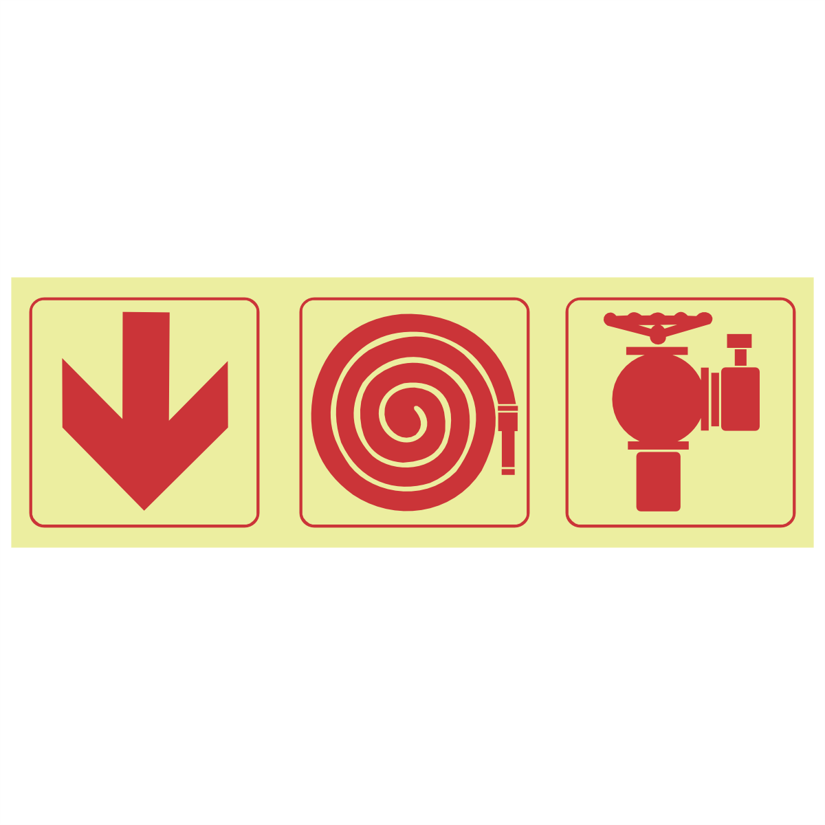 F7 - SABS Arrow down, fire hose reel, fire hydrant photoluminescent safety sign