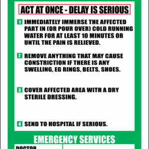 FA19 - First Aid Burns And Scalds Sign