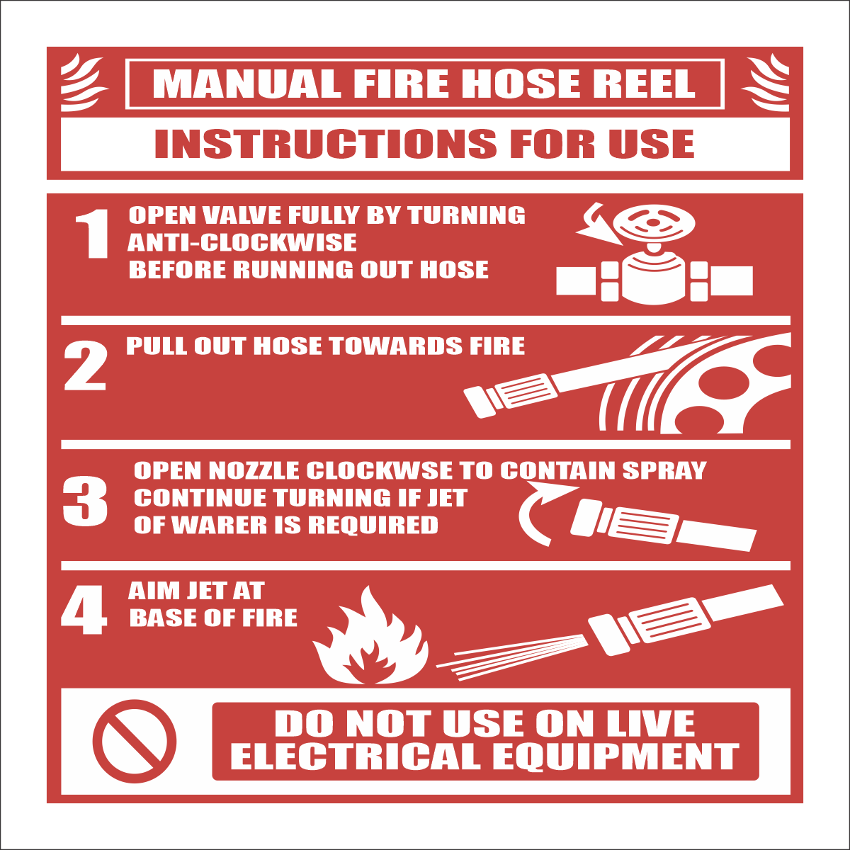 FR52 - Hose Reel Instruction Sign