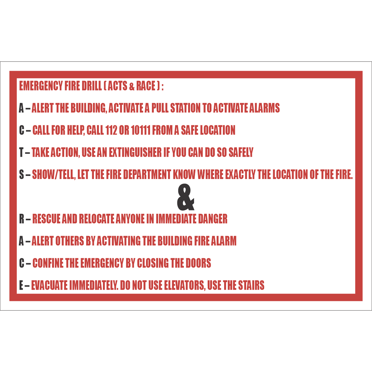 FR53 - Fire Drill Sign