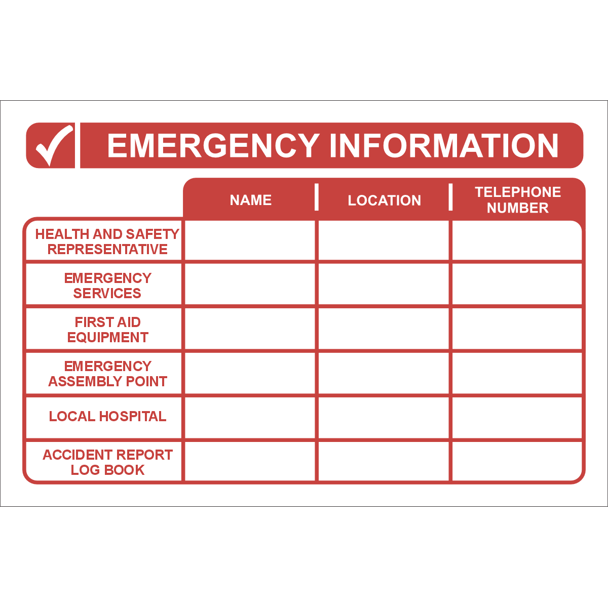 FR81 - Emergency Information Sign