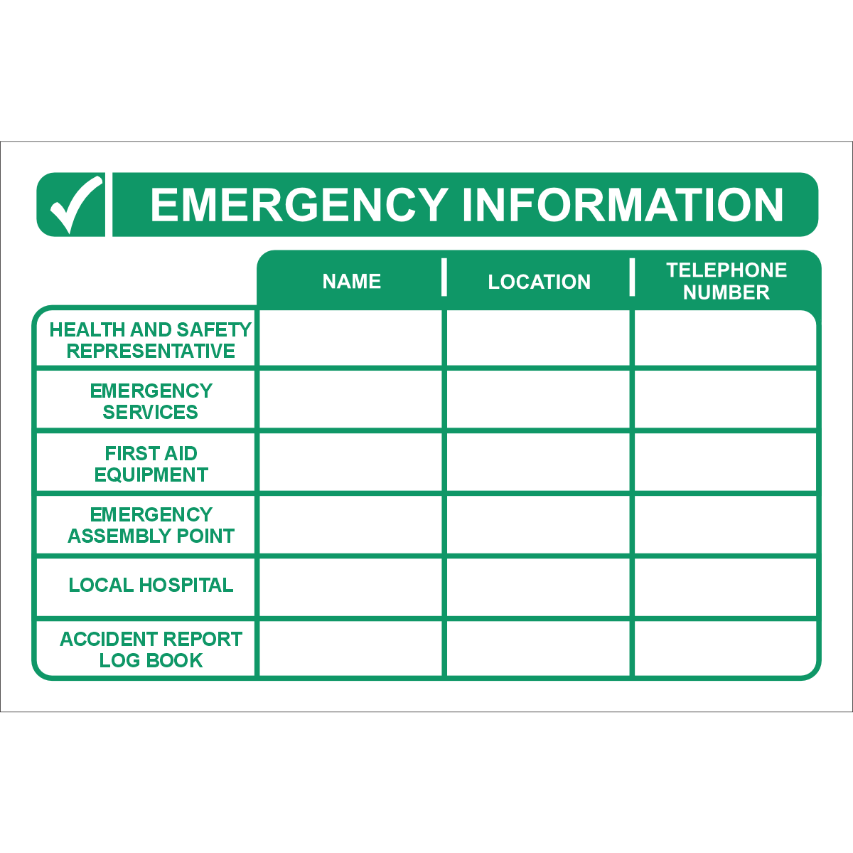 GI74 - Emergency Information Sign