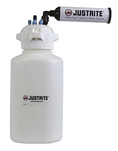 Justrite 12805 Vaportrap Carboy W/Filter Kit, 4L Hdpe, 83Mm Cap, 6 Ports 1/8" Od Tubing, 1 Port 1/4" Or 3/8" Hb