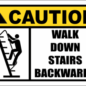 LD39 - Caution Walk Down Backwards Sign