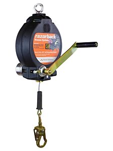 Malta Dynamics R0003 90' Razorback Rescue System Heavy-Duty Self Retracting Lifeline With Carabiner Swivel Top