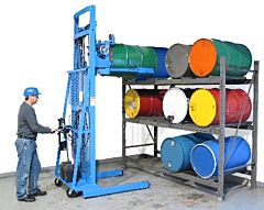 Morse 620-115 Morstak Drum Racker, 102", Dc Power Lift & Tilt, 55-Gallon Rimmed Poly Or Steel Drum, 800 Lb. Capacity. Includes Battery & Charger.