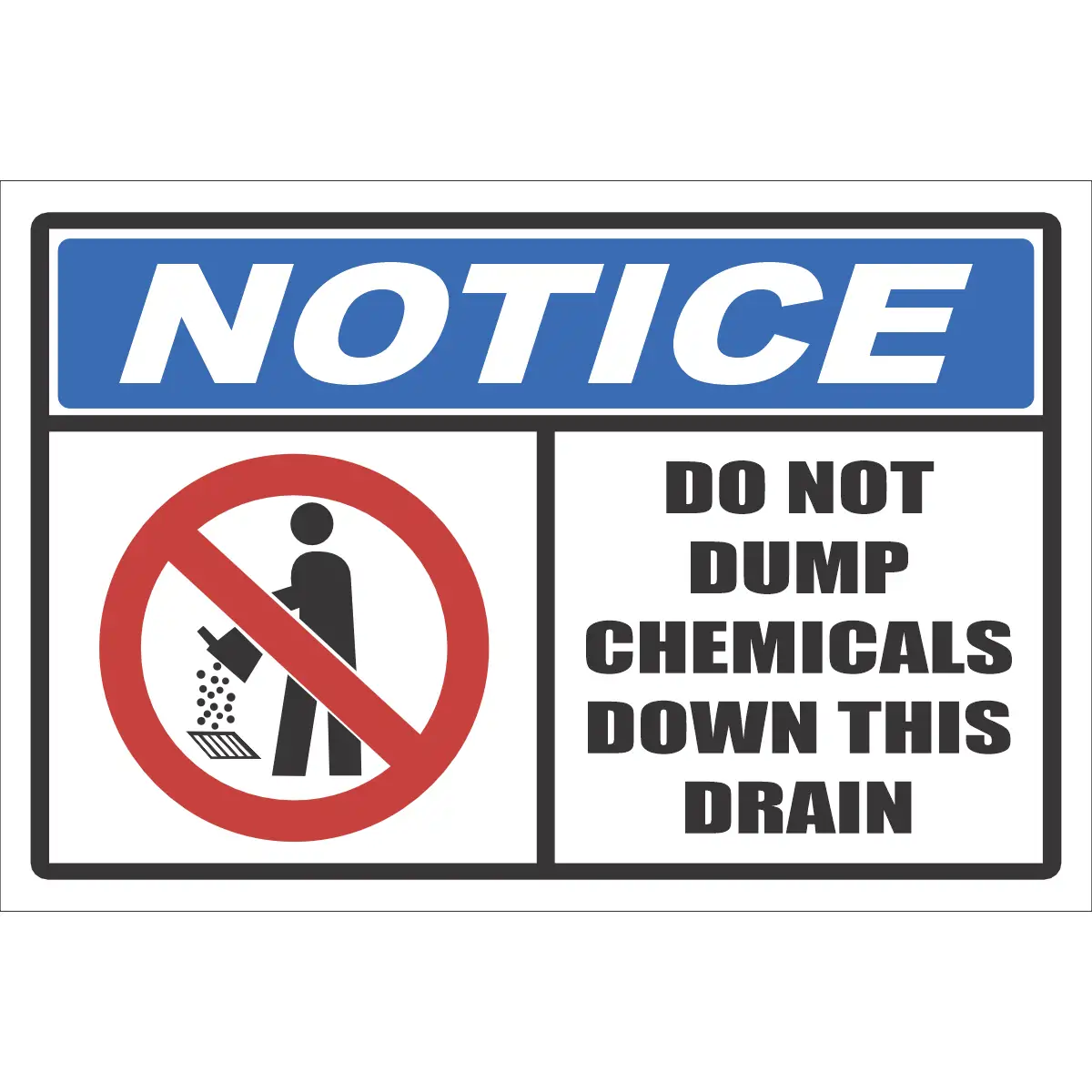 NT25 - Notice Do Not Dump Chemicals In Drain Sign