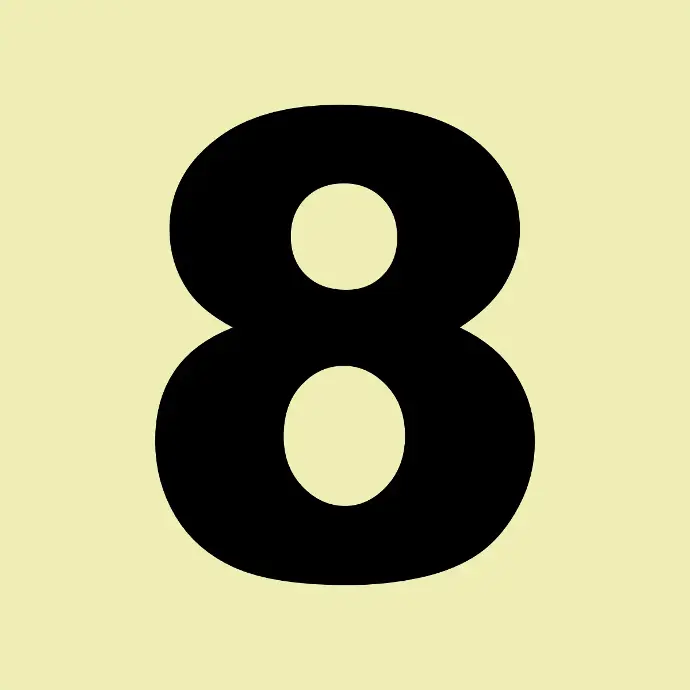 FL8 - Floor Number 8 - Black Photoluminescent Sign (Glow In The Dark)