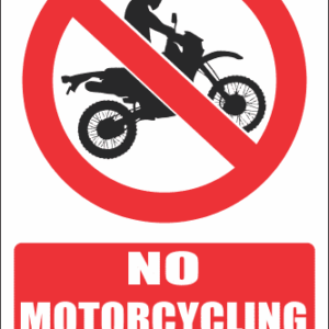 PR18E - No Motorcycling Explanatory Sign