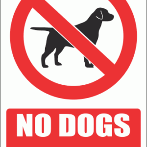 PV20EN - No Dogs Allowed Explanatory Safety Sign