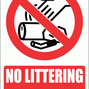 PV23EN - No Littering Explanatory Safety Sign