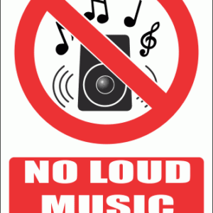 PV36EN - No Loud Music Explanatory Safety Sign