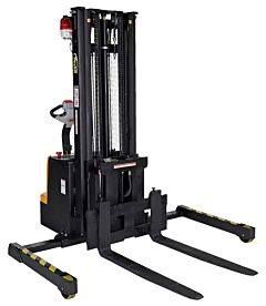 Vestil S-118-Aa-Fr Steel Adjustable Extendable Fork Stacker 118" Raised Height 1500 Lb. Capacity, Black / Yellow
