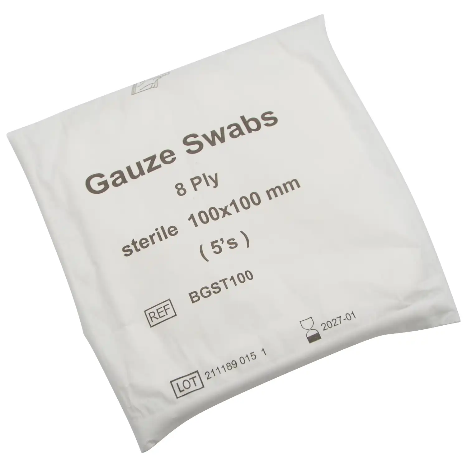 Sterile Cotton Gauze Swabs 100x100mm (8-Ply) ? Pack of 5 | First Aid Wound Care Dressing