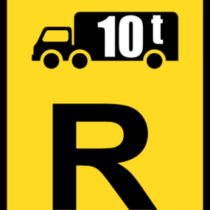 TR314 - Temporary Goods Vehicle Over Indicated G.V.M. Reservation Road Sign