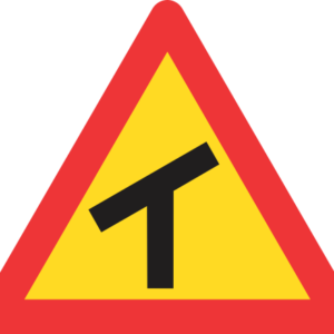 TW106 - Temporary Skew T-Junction (Left) Road Sign