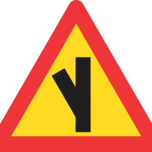 TW111 - Temporary Sharp Junction (Half Left) Road Sign