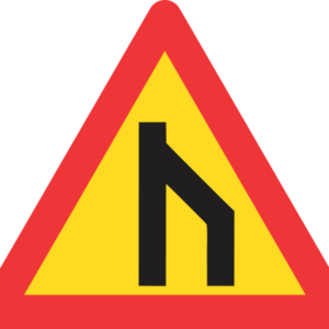 TW117 - Temporary End Of Dual Roadway (To Left) Road Sign