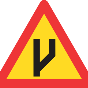 TW118 - Temporary Beginning Of Dual Roadway (To Right) Road Sign
