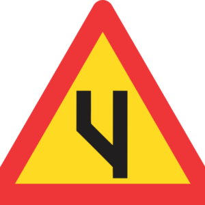 TW119 - Temporary Beginning Of Dual Roadway (To Left) Road Sign