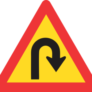 TW206 - Temporary Hairpin Bend (Right) Road Sign