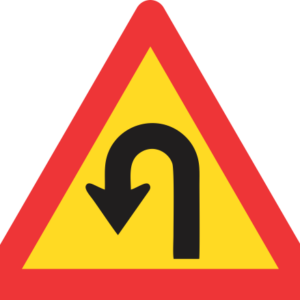 TW207 - Temporary Hairpin Bend (Left) Road Sign