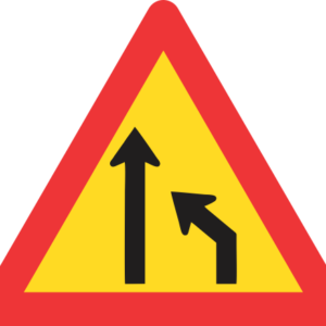 TW214 - Temporary Right Lane Ends Road Sign