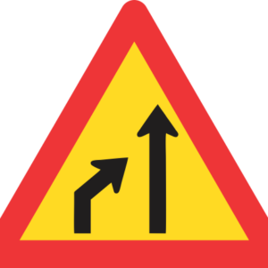 TW215 - Temporary Left Lane Ends Road Sign