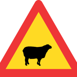 TW312 - Temporary Domestic Animals (Sheep) Road Sign