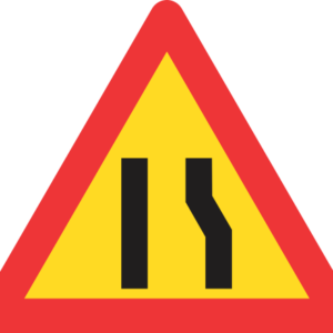 TW329 - Temporary Road Narrows From Right Side Only Road Sign