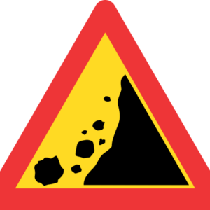 TW334 - Temporary Falling Rocks From Right Road Sign