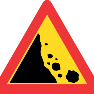 TW335 - Temporary Falling Rocks From Left Road Sign