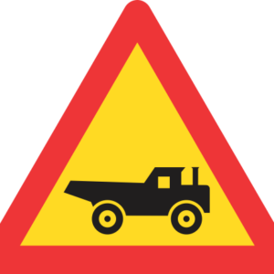 TW344 - Temporary Construction Vehicles Crossing From Left Road Sign