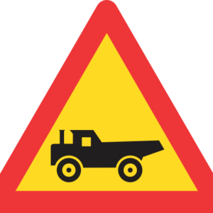 TW345 - Temporary Construction Vehicles Crossing From Right Road Sign