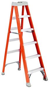 Vestil Fbsl-8 Fiberglass Step Ladder 8 Step 300 Lb. Capacity, Orange