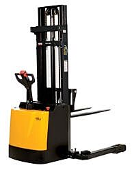 Vestil S3-118-Aa Steel Adjustable Double Mast Stacker 118" Raised Height 3,000 Lb. Capacity, Black / Yellow