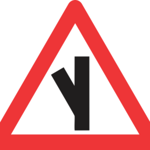 W111 - Sharp Junction (Half Left) Road Sign