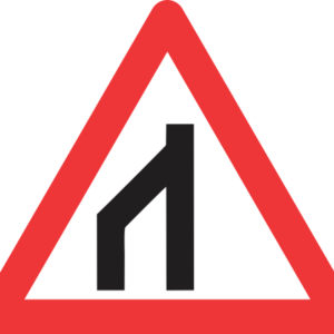 W116 - End Of Dual Roadway (To Right) Road Sign