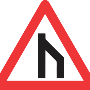W117 - End Of Dual Roadway (To Left) Road Sign