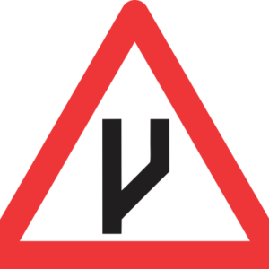 W118 - Beginning Of Dual Roadway (To Right) Road Sign