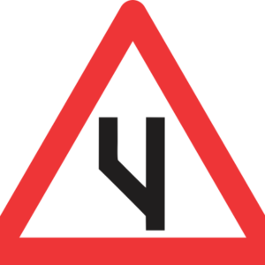 W119 - Beginning Of Dual Roadway (To Left) Road Sign