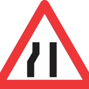 W330 - Road Narrows From Left Side Only Road Sign