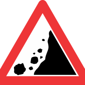 W334 - Falling Rocks From Right Road Sign