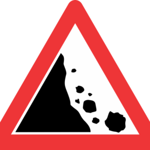 W335 - Falling Rocks From Left Road Sign