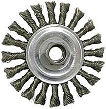 Weiler 36258 Vortec Pro Knot Wire Wheel, 4 In Dia, .02 In Carbon Steel Wire, Extra Coarse